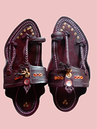 Picture of Shop for Special Designer Kolhapuri Chappal in Dark Pink - Handcrafted with Premium Quality Leather